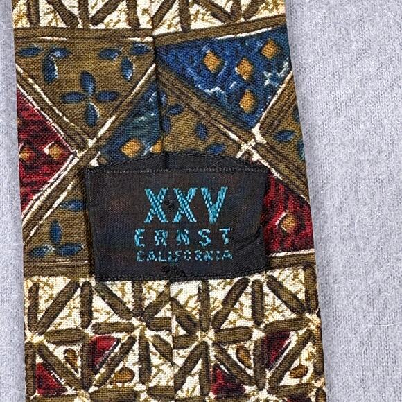 Vintage Ernst Mens Tie Green Geometrical Square End Corporate Academia Necktie - Picture 2 of 7